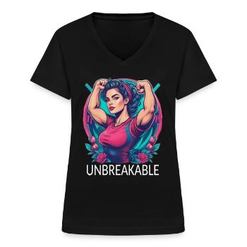 Frauenpower - Frauen-T-Shirt mit V-Ausschnitt - Schwarz - Vorne - Lela (165cm)