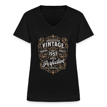 70. Geburtstag 1955 - Frauen-T-Shirt mit V-Ausschnitt - Schwarz - Vorne - Lela (165cm)