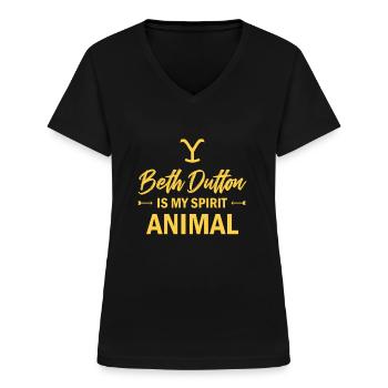 Yellowstone Beth Dutton ist mein Geisttier - Frauen-T-Shirt mit V-Ausschnitt - Schwarz - Vorne - Lela (165cm)