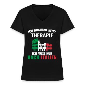 Therapie Italien - Frauen-T-Shirt mit V-Ausschnitt - Schwarz - Vorne - Lela (165cm)