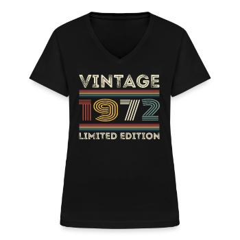 1972 Geburtstag 1972 Retro 1972 Geschenk 1972 - Frauen-T-Shirt mit V-Ausschnitt - Schwarz - Vorne - Lela (165cm)