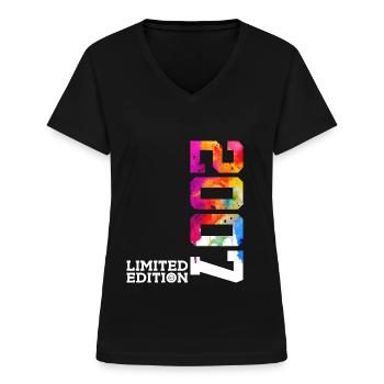 19. GEBURTSTAG LIMITED EDITION 2007 - Frauen-T-Shirt mit V-Ausschnitt - Schwarz - Vorne - Lela (165cm)