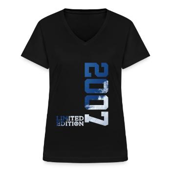 LIMITED EDITION 2007 19. GEBURTSTAG - Frauen-T-Shirt mit V-Ausschnitt - Schwarz - Vorne - Lela (165cm)