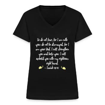 Jesaja 4110 Bibel - Frauen-T-Shirt mit V-Ausschnitt - Schwarz - Vorne - Lela (165cm)