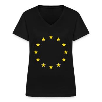 Jahrgang EU - Frauen-T-Shirt mit V-Ausschnitt - Schwarz - Vorne - Lela (165cm)