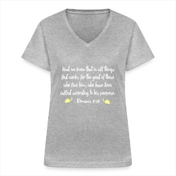 Romains 828 - T-shirt col V Femme - gris chiné - Devant - Lela (165cm)