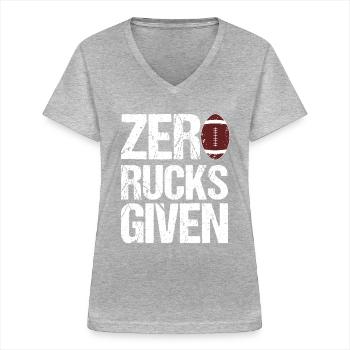 Null Rucks gegeben Rugby - Frauen-T-Shirt mit V-Ausschnitt - Grau meliert - Vorne - Lela (165cm)