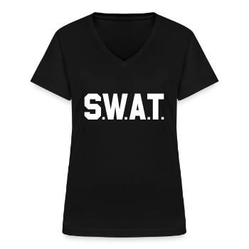 Ăquipe SWAT - T-shirt col V Femme - noir - Devant - Lela (165cm)