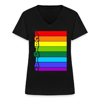 LGBTQIA Plus - Frauen-T-Shirt mit V-Ausschnitt - Schwarz - Vorne - Lela (165cm)
