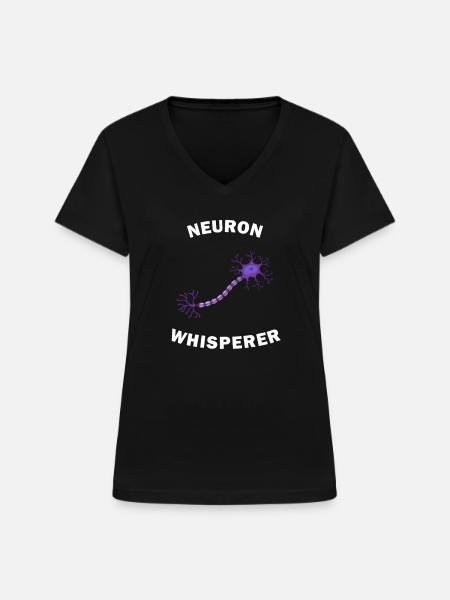 Neuron Whisperer - Frauen-T-Shirt mit V-Ausschnitt - Schwarz