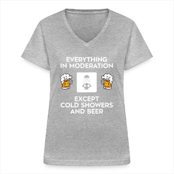 Ice bath - Women's V-neck T-shirt - sports grey - Front - Lela (165cm)