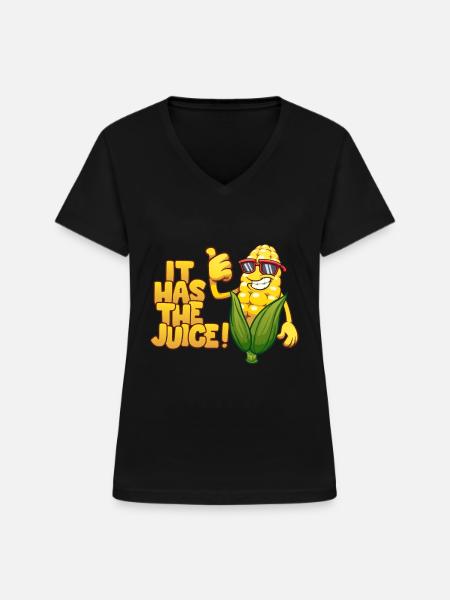 Mais es hat den Saft - Frauen-T-Shirt mit V-Ausschnitt - Schwarz