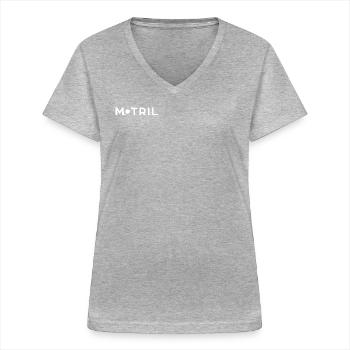 MOTRIL – Grenade – Andalousie – Espagne - T-shirt col V Femme - gris chiné - Devant - Lela (165cm)