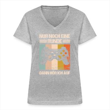 Zocken Zocker Gaming controller Gamer Spruch - Frauen-T-Shirt mit V-Ausschnitt - Grau meliert - Vorne - Lela (165cm)