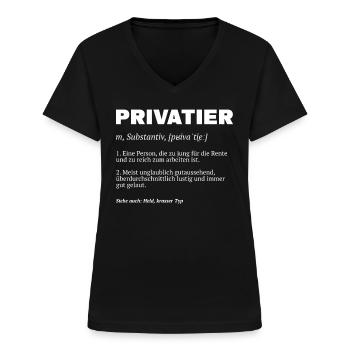 Privatier Definition - Frauen-T-Shirt mit V-Ausschnitt - Schwarz - Vorne - Lela (165cm)
