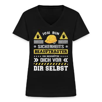 Safety Manager Sicherheitsbeauftragter - Frauen-T-Shirt mit V-Ausschnitt - Schwarz - Vorne - Lela (165cm)