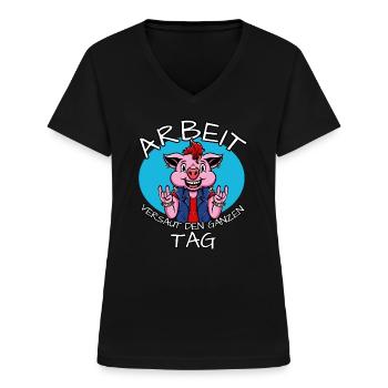 lustiger Spruch Arbeit Büro Tischler Maurer Humor - Frauen-T-Shirt mit V-Ausschnitt - Schwarz - Vorne - Lela (165cm)