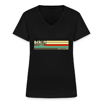 Retro Vintage Berlin Lichtenberg - Frauen-T-Shirt mit V-Ausschnitt - Schwarz - Vorne - Lela (165cm)