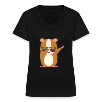 cobaye - T-shirt col V Femme - noir - Devant - Lela (165cm)