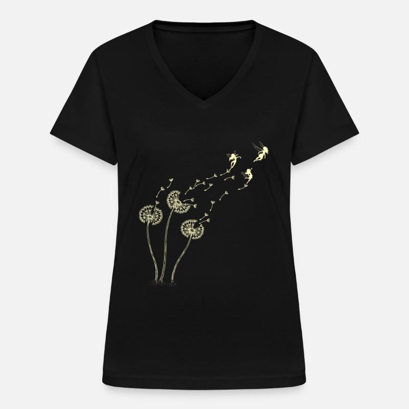 Dandelion elf - Women's V-neck T-shirt - black