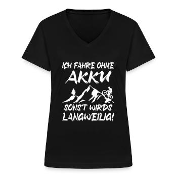 Fahrrad ohne Akku - Frauen-T-Shirt mit V-Ausschnitt - Schwarz - Vorne - Lela (165cm)