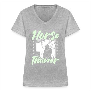 Horse trainer - Women's V-neck T-shirt - sports grey - Front - Lela (165cm)