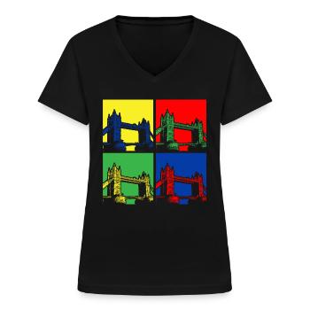 London Bridge - Frauen-T-Shirt mit V-Ausschnitt - Schwarz - Vorne - Lela (165cm)