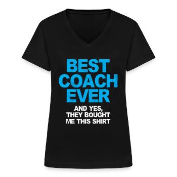 Der lustige Spruch eines Baseballtrainers bringt - Frauen-T-Shirt mit V-Ausschnitt - Schwarz - Vorne - Lela (165cm)