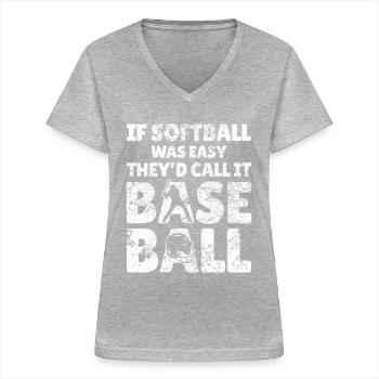 Citations hilarantes pour le baseball et - T-shirt col V Femme - gris chiné - Devant - Lela (165cm)