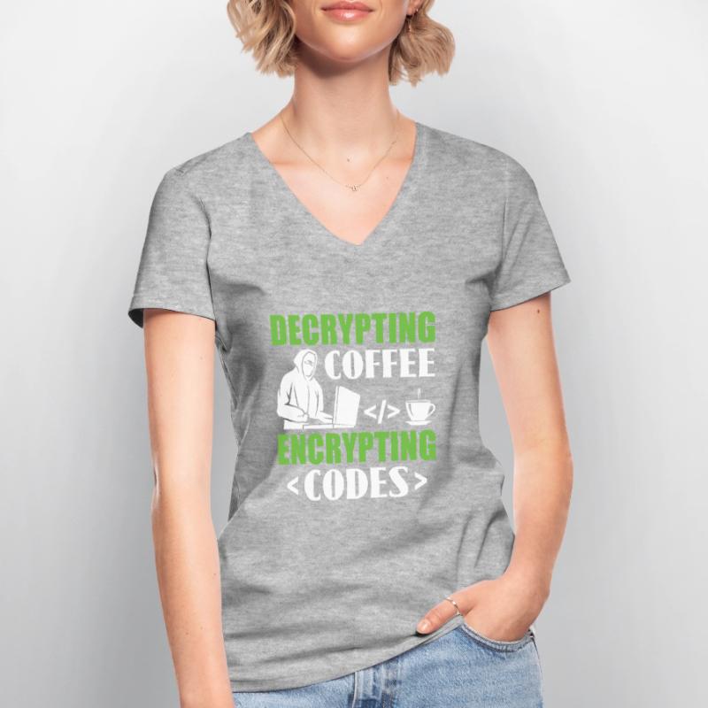 Decrypting Coffee Encrypting Codes - Hacker Frauen-T-Shirt mit V-Ausschnitt