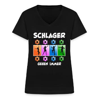 Schlager - Frauen-T-Shirt mit V-Ausschnitt - Schwarz - Vorne - Lela (165cm)