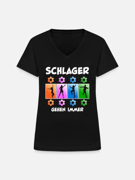 Schlager - Frauen-T-Shirt mit V-Ausschnitt - Schwarz