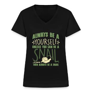 slug - Women's V-neck T-shirt - black - Front - Lela (165cm)