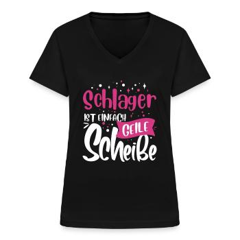 Deutscher Schlager - Frauen-T-Shirt mit V-Ausschnitt - Schwarz - Vorne - Lela (165cm)