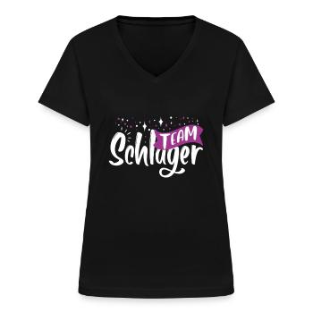 Team Schlager - Frauen-T-Shirt mit V-Ausschnitt - Schwarz - Vorne - Lela (165cm)