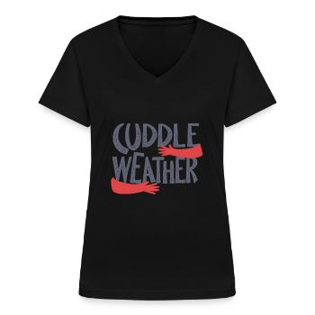 Kuschel Wetter - Frauen-T-Shirt mit V-Ausschnitt - Schwarz - Vorne - Lela (165cm)