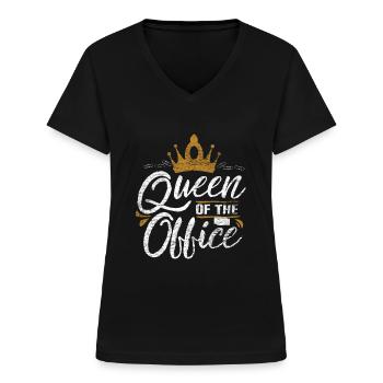 Sekretärin - Frauen-T-Shirt mit V-Ausschnitt - Schwarz - Vorne - Lela (165cm)