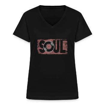 Musique soul - T-shirt col V Femme - noir - Devant - Lela (165cm)