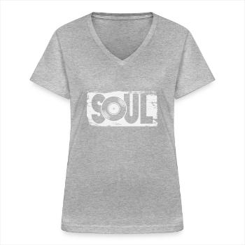 Soul Musique - T-shirt col V Femme - gris chiné - Devant - Lela (165cm)