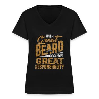 beard - Women's V-neck T-shirt - black - Front - Lela (165cm)