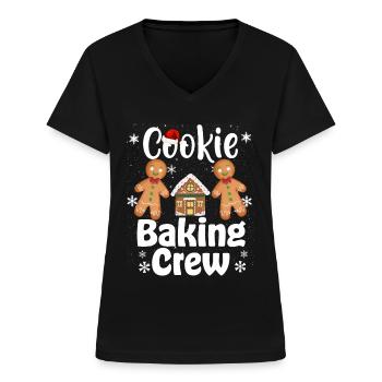 Christmas Cookie Baking Crew - Frauen-T-Shirt mit V-Ausschnitt - Schwarz - Vorne - Lela (165cm)