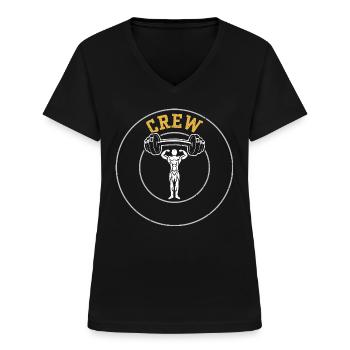 Crew - Gym - Frauen-T-Shirt mit V-Ausschnitt - Schwarz - Vorne - Lela (165cm)