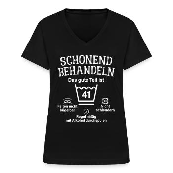 41. Geburtstag Schonend Behandeln 41 Teil Ist 41 - Frauen-T-Shirt mit V-Ausschnitt - Schwarz - Vorne - Lela (165cm)