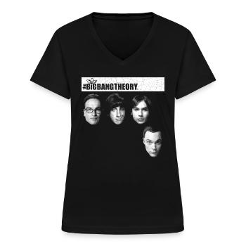 The Big Bang Theory Têtes Geek - T-shirt col V Femme - noir - Devant - Lela (165cm)