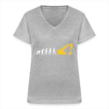 Pelleteuse Evolution Bagger - T-shirt col V Femme - gris chiné - Devant - Lela (165cm)