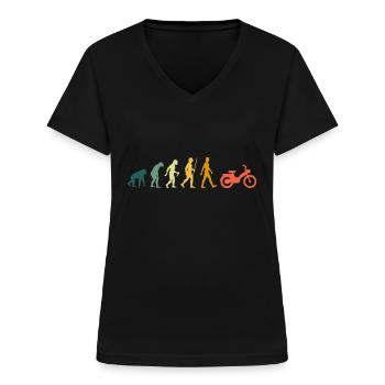 Mofa Evolution Moped Mofafahrer Retro - Frauen-T-Shirt mit V-Ausschnitt - Schwarz - Vorne - Lela (165cm)