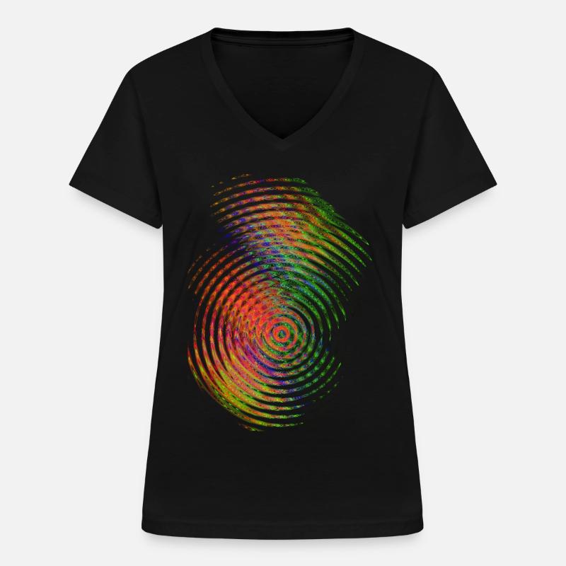 Ondes de couleur - T-shirt col V Femme - noir