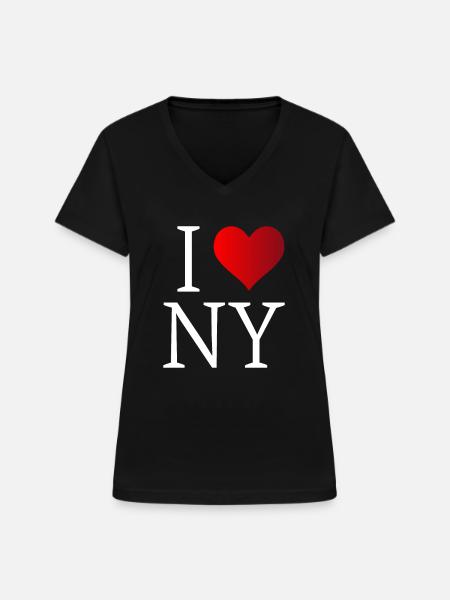 I love NY - Frauen-T-Shirt mit V-Ausschnitt - Schwarz