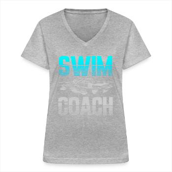 Swim Coach Design Für Schwimmer Und Taucher - Frauen-T-Shirt mit V-Ausschnitt - Grau meliert - Vorne - Lela (165cm)