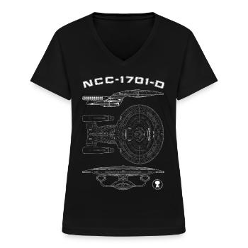 Star Trek La Nouvelle Génération NCC-1701-D - T-shirt col V Femme - noir - Devant - Lela (165cm)